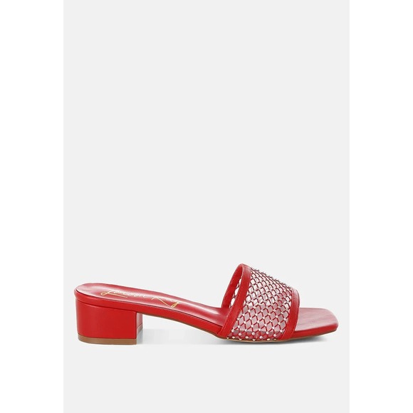 London Rag Kenzia Rhinestone Slip-On Heels Red Size 7 - Picture 1 of 9